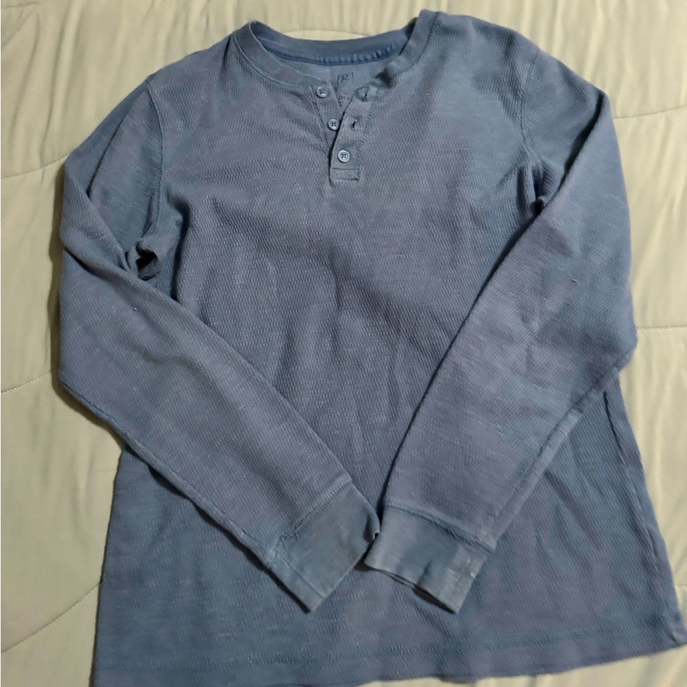 Blue Long Sleeve Henley Shirt